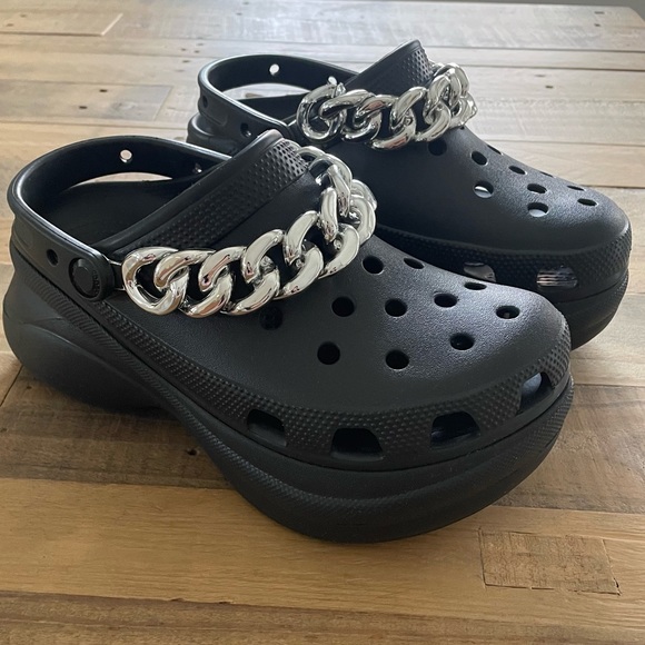 pink crocs with fur